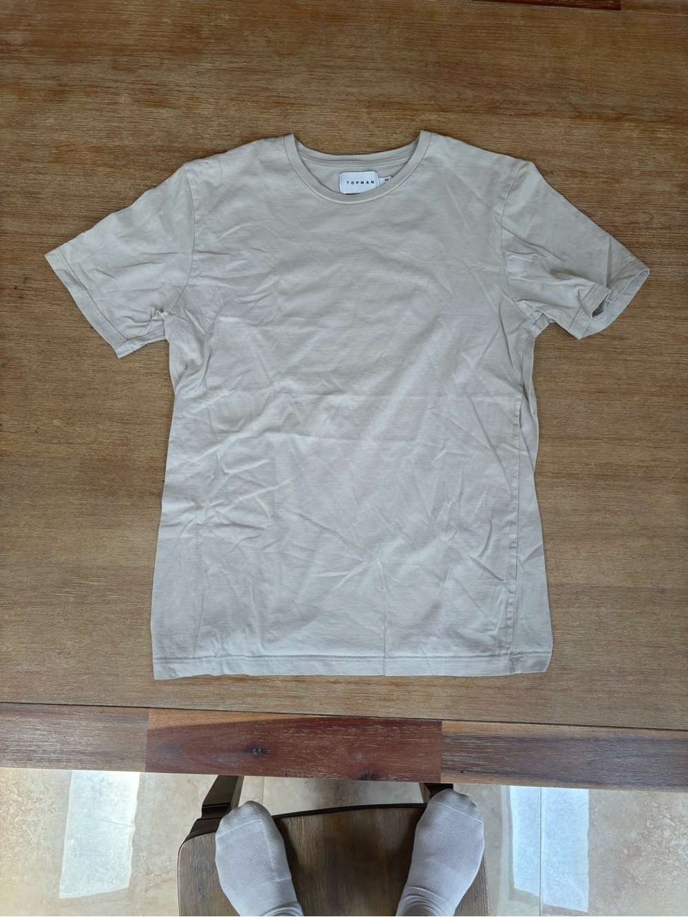 Topman Crew Neck Short Sleeve T-Shirt in Light Beige